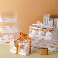 Haute Qualité Haute Dessert Cupcake Boîte Et Emballage Muffins Cupcake Fenêtre Transparente Cadeaux De Mariage Tasse Gâteau Boîtes