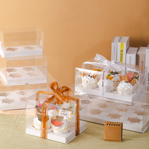 Hochwertige High Dessert Cupcake <span class=keywords><strong>Box</strong></span> und Verpackung Muffins Cupcake Clear Window Hochzeits geschenke Cup Cake Boxes - Product Image 5