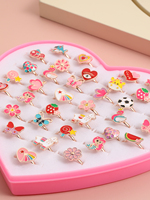 Carton filles mignon enfant doux jouet bijoux diamant cristal princesse anneaux pour enfants