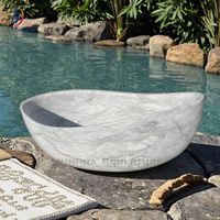 Baignoire de jardin en granit à immersion de style européen moderne avec drain, autoportante, blanche