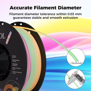 Filamento para Impresora 3D Sovol 2026, PLA Mate Colorido, Cambio de Color Arcoíris, Multicolor, Materiales de Impresión 3D PLA Mate, 1.75MM - Product Image 5