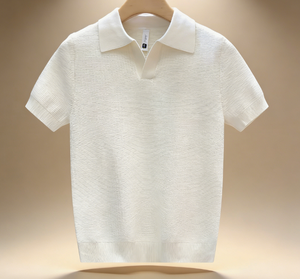 Camiseta de punto de manga corta para hombre, nueva colección de verano, con cuello tipo tijera, de lyocell, fresca y resistente a las arrugas - Product Image 6