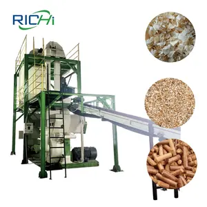 Línea de fabricación de pellets de biomasa de aserrín de madera pequeña 0,5-1 T/H con certificación CE con instalación en el sitio