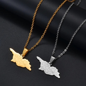 Kalung Rantai Peta <span class=keywords><strong>Georgia</strong></span> dari Baja Anti Karat Berlapis Emas 18K dengan Liontin Peta Kota <span class=keywords><strong>Georgia</strong></span> - Product Image 1