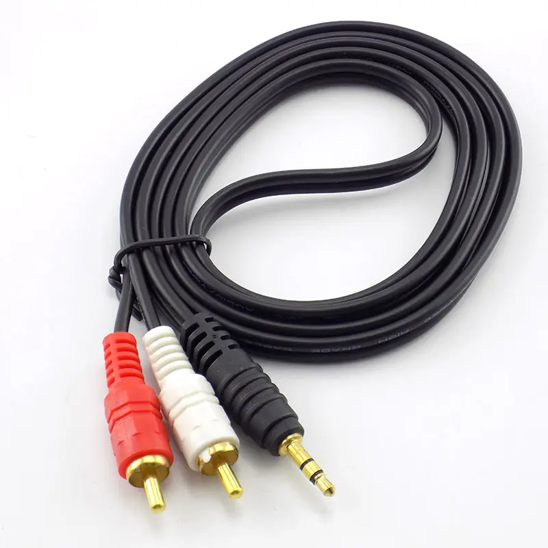 PUJIMAX Newest 3.5mm Plug Jack Connector To 2 RCA Male Music Stereo Adapter Cable Audio AUX Line For Phones TV Sound Speakers