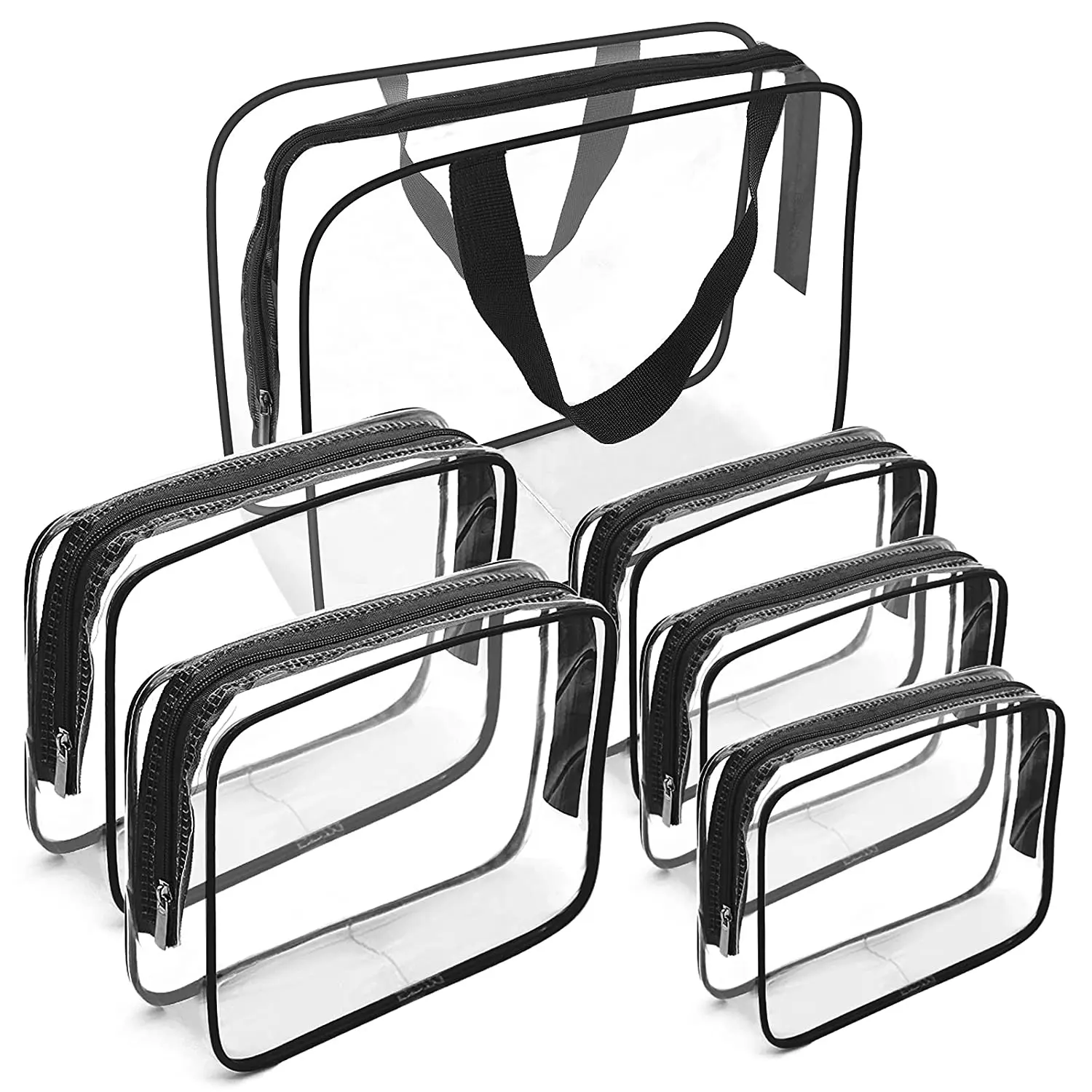 Custom logo zipper transparent hanging clear plastic cosmet women make up travel toiletry bag set pvc