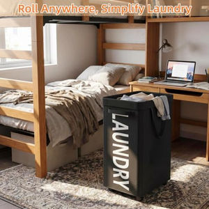 Cesto de Ropa Sucia con Ruedas de 90L, 29 Pulgadas, con Bolsa de Malla Extraíble - Product Image 2