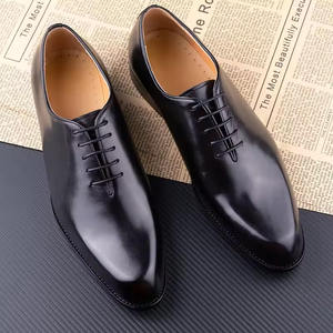 Zapatos Oxford Británicos de Cuero, Estilo Retro, Formales de Negocios para Hombre, Clásicos de Punta Cuadrada, Antideslizantes, Transpirables, Ligeros, Hechos a Mano, Brillantes - Product Image 4