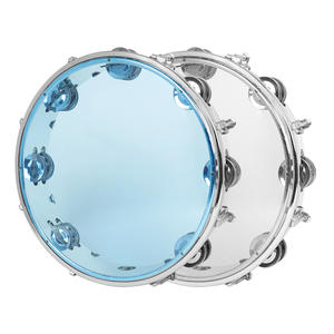 Nouveau Tambourin à main auto-accordant à double rangée de 10 pouces bleu et blanc, corps de tambour en acier inoxydable, instrument de musique - Product Image 1