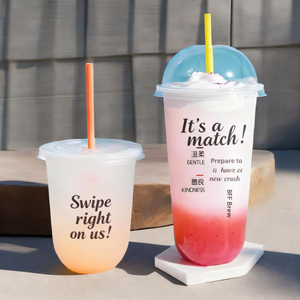 12/14/16/20oz logotipo impreso personalizado desechable claro PLA en forma de U jugo té de burbujas café helado vasos de plástico con tapas de cúpula - Product Image 3