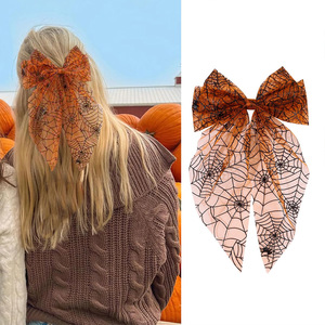 Halloween Hair <b>Clips</b> Large Mesh Bow <b>Spring</b> <b>Clip</b> Funny Pumpkin Party Costume Hair Accessories - Product Image 6