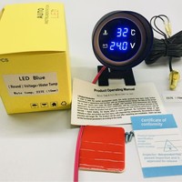 Instrumento universal transfronterizo de 12V/24V para coche, sedán, camión, estilo cañón, combinación de temperatura del agua y voltaje, de alta precisión.