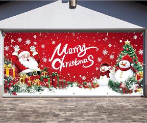 Feliz Navidad: Pancarta Roja <span class=keywords><strong>para</strong></span> Puerta de Garaje, Guirnalda de Pino, Lazos, Cajas de Regalo, Adornos, Cubierta <span class=keywords><strong>para</strong></span> Puerta de Garaje, Decoración <span class=keywords><strong>para</strong></span> Fiestas, Pancarta Personalizable - Product Image 5