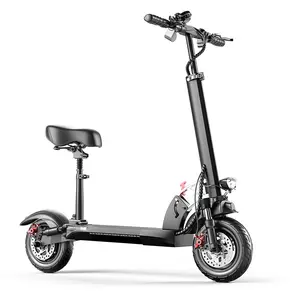 US Warehouse Electric Scooter 48V 15AH 800W 10 inch tire with seat Key to lock the scooter black foldable chair