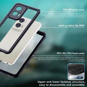 Étuis de téléphone étanches pour Motorola Moto G Stylus 5G 2024, <span class=keywords><strong>coque</strong></span> transparente, protection contre les chocs, couverture intégrale avec bouton - Product Image 5
