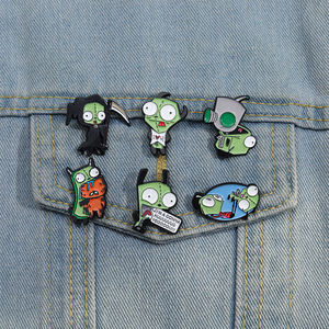 Sming Pins American Anime Invader ZIM esmalte broche interesante ZIM aleación insignia Ropa Accesorios regalo joyería para amigos - Product Image 1