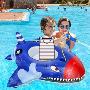 PVC Inflatable <b>Shark</b> Seat Ring 40 Inch with Water Squirt Gun Safety Seat for Kids Playing Pool <b>Toy</b> Games - Product Image 3