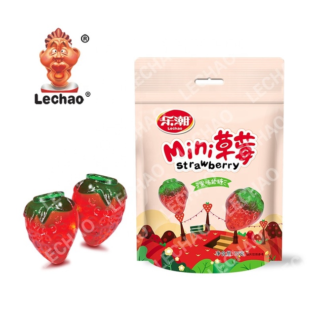 Asian Sweets 3d Fruit Gummi Strawberry Shaped 4D Gummy Candies Soft Halal Candy Confectionery