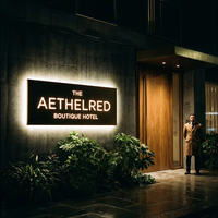 Letrero Personalizado con Retroiluminación LED 3D, Letras de Acero Inoxidable para Recepción de Hotel de Lujo, Logotipo Comercial, Señalización Profesional