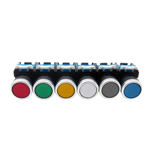 Blue Self-Reset Start Control Button 22mm Diameter 10A Max. Current 1NO1NC Push Button Switches IP41 600V Open/Close 10000 Cycle