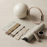 Kit de Pilates avec bandes de résistance, ensemble d'entraînement portable pour la maison, tapis de Pilates antidérapant avec poids en forme d'anneau
