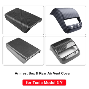 ฝาครอบกล่องคอนโซลกลางสำหรับ <span class=keywords><strong>Tesla</strong></span> Model 3 Y คาร์บอนไฟเบอร์ พร้อมฝาครอบกรองช่องระบายอากาศด้านหลัง ป้องกันฝุ่น <span class=keywords><strong>ราคา</strong></span>โรงงาน - Product Image 2