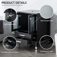 Meuble-lavabo de salle de bain simple à deux tiroirs en MDF noir de 24 po avec cadre peint