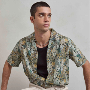 Camicia Estiva Casual da Uomo con Stampa Vintage di Piante Hawaiane - Manica Corta per Vacanze - Product Image 1