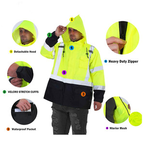<span class=keywords><strong>Workwell</strong></span> ANSI Klasse 3 Wasserdichte Fleece Gelbe Sicherheitsjacke mit Reflektorstreifen und Anpassbarem Logo für Herren - Product Image 6