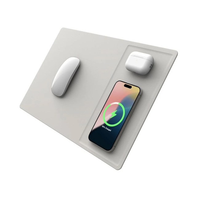 Wholesale Office Gift PU Leather Custom Logo 15W Eco-friendly Wireless Charging Mouse Pads