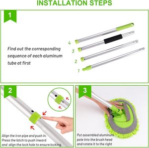 Kit Spazzola per Lavaggio Auto 62 Pollici con Guanto, Mop e Spugna con Manico Lungo in Microfibra Chenille - Product Image 4