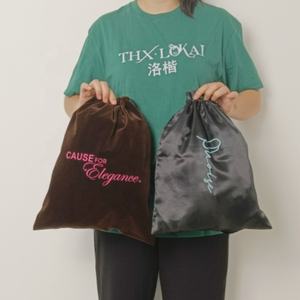 Tailles personnalisées Grands sacs d'emballage cadeau en satin Pochettes en soie pour perruques Paquet de cheveux Sac à cordon avec logo - Product Image 3