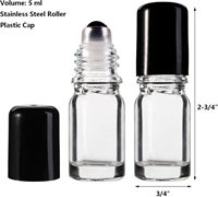 Botellas de Vidrio de 5 ml para Aceites Esenciales, con Bola de Acero Inoxidable, a Prueba de Fugas, Recargables, para Perfume de Viaje
