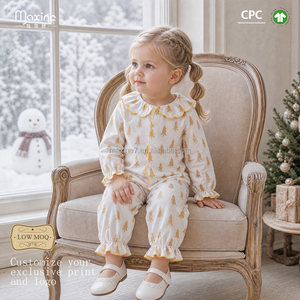 Conjunto de pijamas navideños de muñeco de nieve para niños pequeños, cuello vuelto con bolsillos, ropa de dormir navideña para niños - Product Image 2