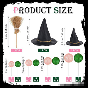 Ychon, superventas, suministro <span class=keywords><strong>de</strong></span> fiesta <span class=keywords><strong>de</strong></span> cumpleaños con temática <span class=keywords><strong>de</strong></span> bruja, bola rosa brillante y verde, sombrero <span class=keywords><strong>de</strong></span> mago, suministro <span class=keywords><strong>de</strong></span> pastel para fiesta <span class=keywords><strong>de</strong></span> cumpleaños - Product Image 2