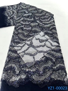 YZWINスパンコールとビーズレース生地結婚式用フレンチビーズレース生地 - Product Image 5