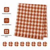 Nouvelle Écharpe Longue Rouge Pied-de-Poule Style Influenceur pour Femme – Accessoire Polyvalent Haut de Gamme Coréen pour l'Hiver