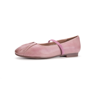 OEM ODM, style de marche doux et décontracté, conception supérieure, plis en cuir véritable, bout rond, ballerines, nouveau style, fournisseur d'appartements pour femmes - Product Image 1