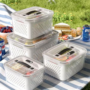 5 adet/setleri taşınabilir kılıf tasarım piknik meyve sebze delikleri ve drenaj sepeti ile saklama kutusu buzdolabı saklama kabı - Product Image 6
