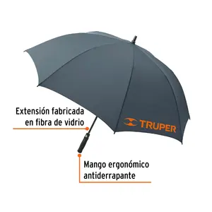 Truper 135cm Parapluie automatique de style décontracté à 3 plis avec nervures 8K Contrôle d'ouverture anti-UV - Product Image 2