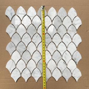 Azulejos de mosaico de mármol de piedra de escamas de pescado blanco moderno diseño clásico simple para corte personalizado de suelo de baño de Hotel - Product Image 2