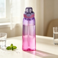Bouteille en plastique Tritan+PP sans BPA de qualité alimentaire avec logo personnalisé, options de parfum, emballage en carton, design de couvercle rebondissant pour la randonnée, le camping et la salle de sport