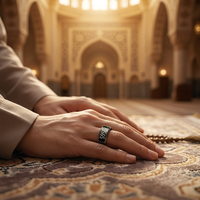 Anillo Contador de Zikr Inteligente con Pantalla LED HD de Acero Inoxidable, Alarma de 5 Tiempos de Oración, Sincronización con la Aplicación Qibla, Ligero, 3.2g
