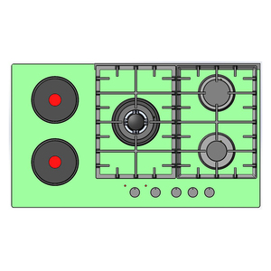 Estufa de gas Estufa de butano Estufa de batería para cocinar I Esmalte Cerámica de gas y placas eléctricas 5 <span class=keywords><strong>bunners</strong></span> - Product Image 2