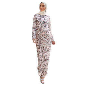 MANNI abito da <span class=keywords><strong>Hijab</strong></span> increspato da donna Maxi Chiffon floreale musulmano Dubai <span class=keywords><strong>turchia</strong></span> abiti islamici arabi - Product Image 1