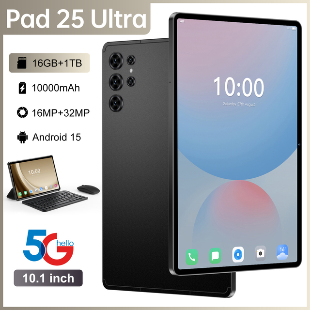 Pad 25 Ultra Big Screen Tablet Tablet with 10.1" 16GB+1TB Quad-Core