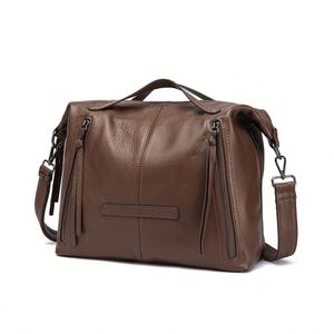 Nuevo Bolso de Hombro Cruzado de Cuero Genuino para Mujer, de Gran Capacidad, Moderno, Minimalista y Versátil, Ligero, Estilo Otoñal - Product Image 3