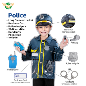 7 pezzi polizia finta Set di giochi per bambini uniforme della polizia vestito poliziotto gioco di ruolo con strumenti per giocattoli per ragazzi e ragazze - Product Image 2