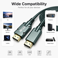 Câble Fibre Optique 8K HD 2.1 AOC Robuste 48 Gbit/s Haute Vitesse 8K 60Hz pour Gaming, Projecteur, Moniteur, TV