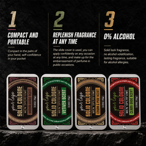 Coffret Cadeau de Noël de Haute Qualité – 4 Parfums Distincts, 0% d'Alcool, Sans Résidu, Naturels, Herbacés, Frais – Coffret de Cologne Solide pour Homme - Product Image 2